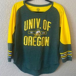 University of Oregon Tee, Size Large 12/14, Green/Yellow